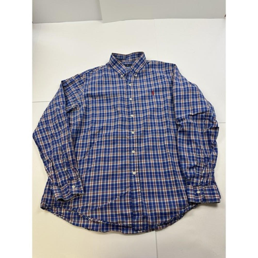 Ralph Lauren Shirt Mens XL Blue Plaid Long Sleeve Button Down‎ Oxford